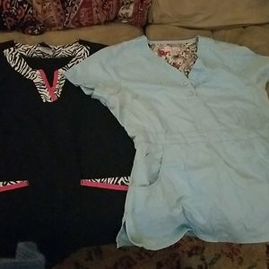 Set of two size large scrub tops